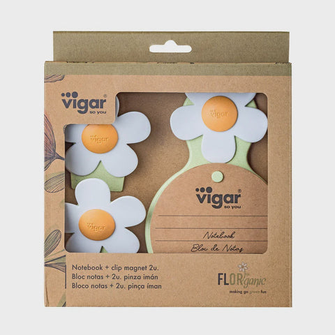 White Magic Vigar Florganic Notebook With Suction + Magnet Clip 2Pc Set