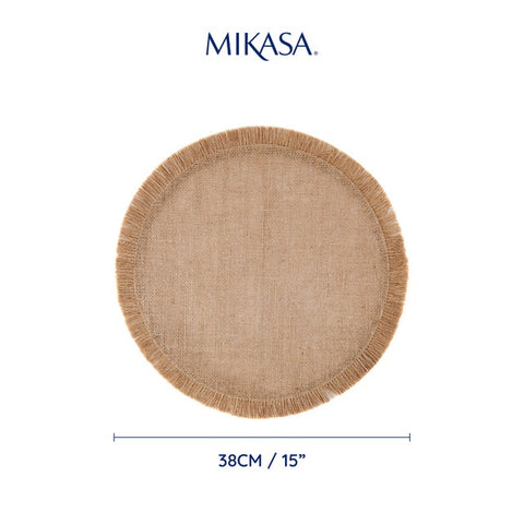 Round Placemat 4pc Set - Hessian - 38cm dia