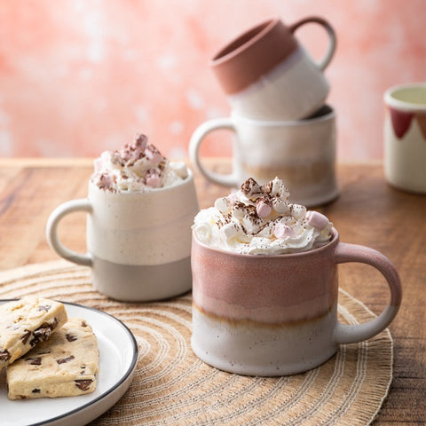 Stoneware Mug, Pink Glaze, 450ml, Labelled