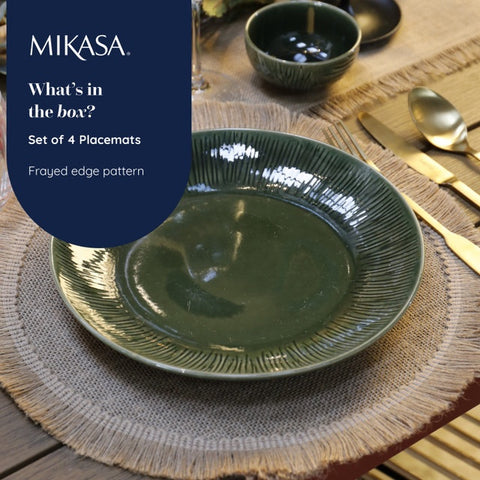 Round Placemat 4pc Set - Hessian - 38cm dia
