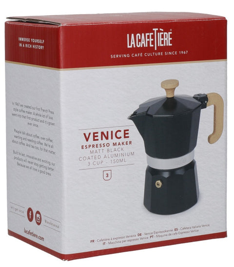 Venice Espresso Maker 3 Cup 150ml Black