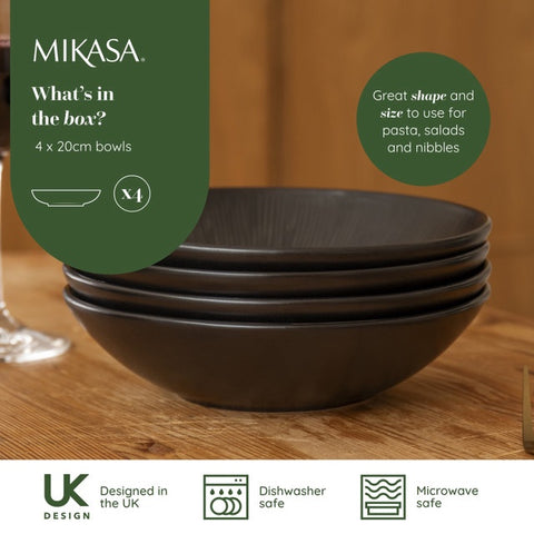 Jardin Midnight Pasta Bowl 20cm 4pc Set