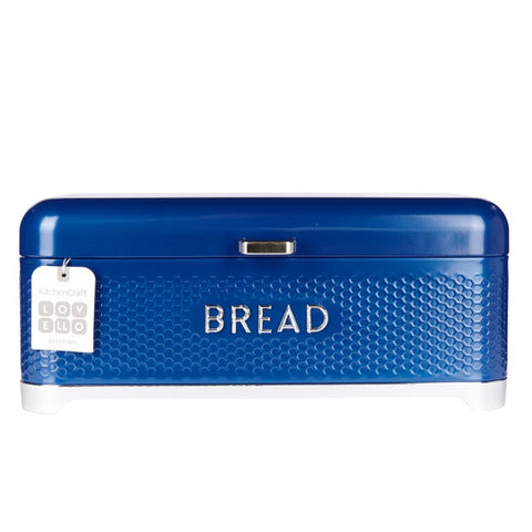 Lovello Textured Bread Bin, Midnight Navy, 42x22x19cm, Tagged