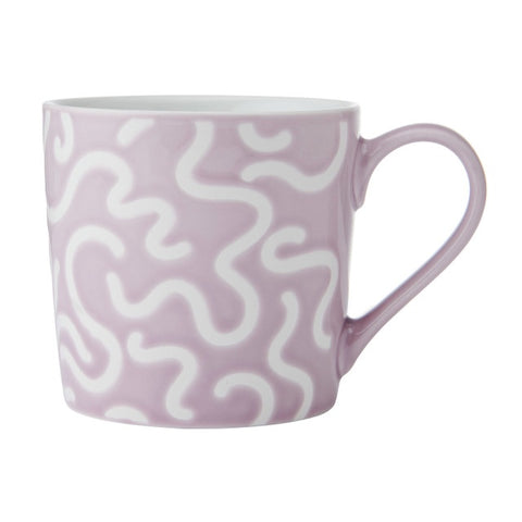 Stoneware Mug, Pink Swirl, 360ml, Labelled