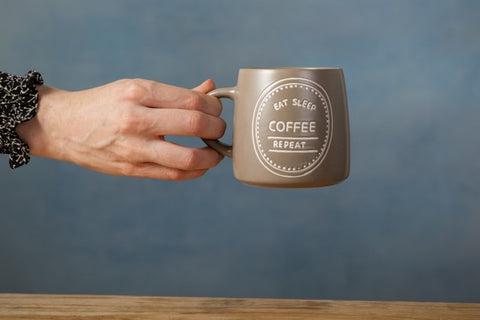 Stoneware Mug, Eat Sleep Coffee, 400ml, Labelled