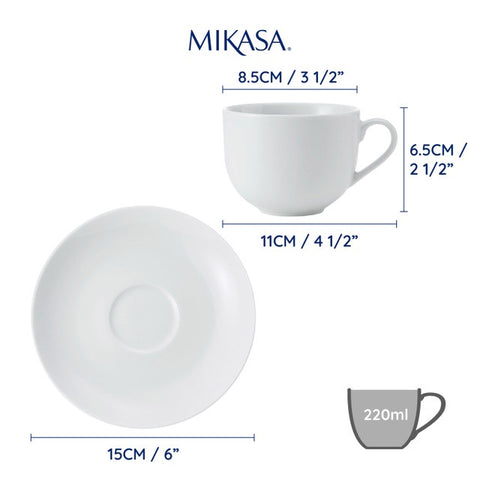 Chalk Tea Cup & Saucer 220ml 2pc Set