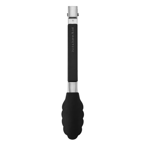 Silicone Tipped Side Locking Tongs, Onyx Black, 23cm, Carded