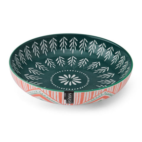 Glazed Stoneware Coupe Bowl, Folk, 21x5cm, Labelled