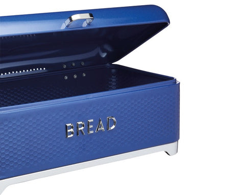 Lovello Textured Bread Bin, Midnight Navy, 42x22x19cm, Tagged