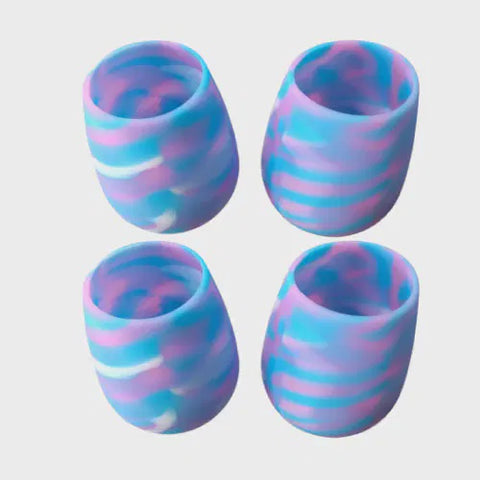 Silicone Cups Set 4 - Blue Blend