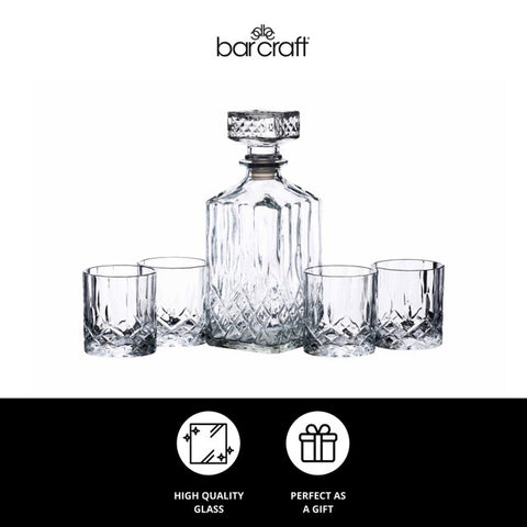 Cut Glass Effect Decanter Set, 900ml, Gift Boxed