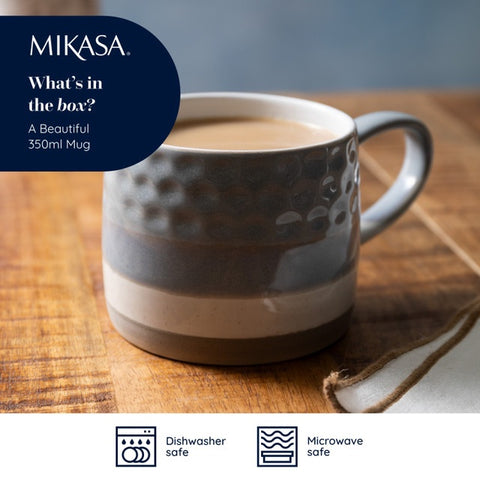 Stoneware Mug, Textured Ombre Grey, 320ml, Labelled