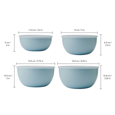 4 Piece Meal Prep Bowl Set with Lids, Mineral Water, Carded