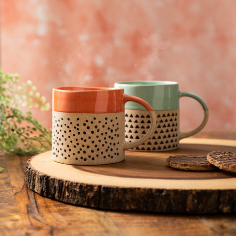 Stoneware Mug, Green Glaze, 390ml, Labelled
