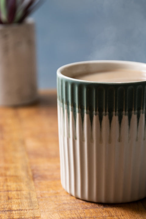 Stoneware Mug, Green Textured, 410ml, Labelled