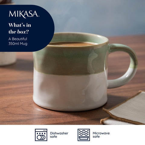 Stoneware Mug, Ombre Green, 350ml, Labelled