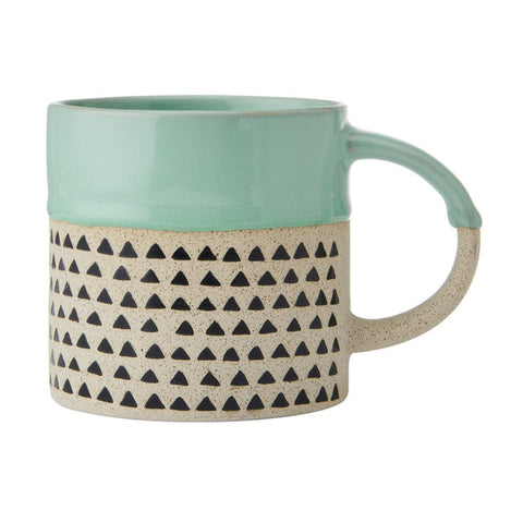 Stoneware Mug, Green Glaze, 390ml, Labelled
