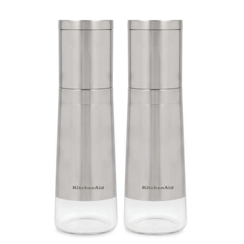 Salt and Pepper Grinders, Set of Two, Stainless Steel, Boxed