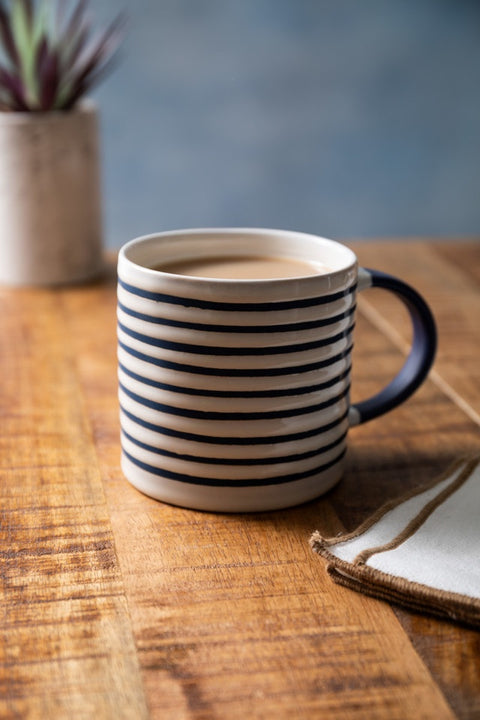 Stoneware Mug, Stripe, 390ml, Labelled