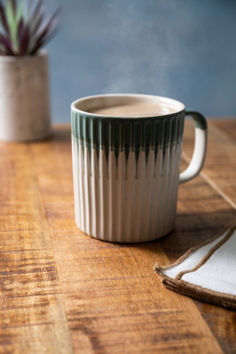 Stoneware Mug, Green Textured, 410ml, Labelled