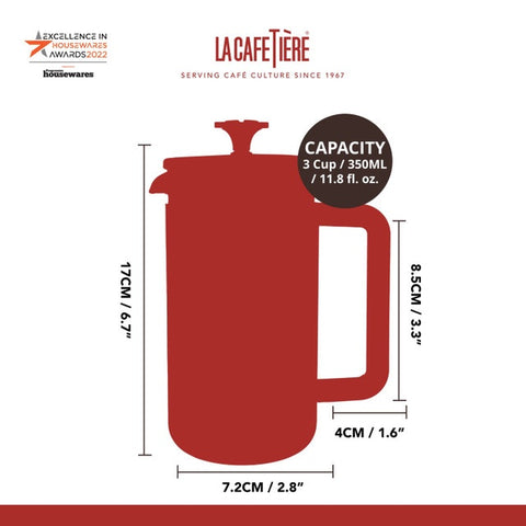 Pisa Cafetiere 3 Cup 350ml Stainless Steel