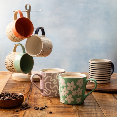 Stoneware Mug, Green Glaze, 390ml, Labelled