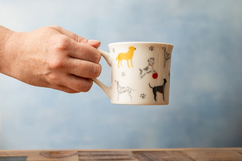 Fine Bone China 300ml Fluted Mug, Dog, Labelled