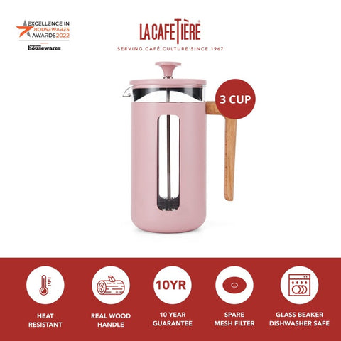 Pisa Cafetiere 3 Cup 350ml Pink