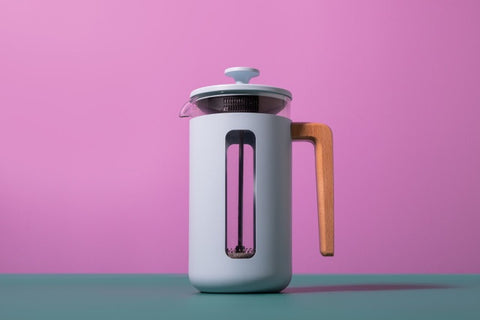 Pisa Stainless Steel Cafetière, Sky Blue, Eight Cup, Gift Boxed
