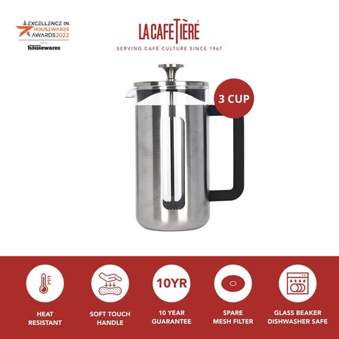 Pisa Cafetiere 3 Cup 350ml Stainless Steel