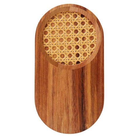 Acacia & Rattan Snack Serving Board Natural
