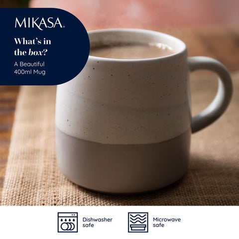 Stoneware Mug, Grey Glaze, 390ml, Labelled