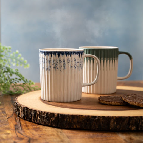 Stoneware Mug, Green Textured, 410ml, Labelled
