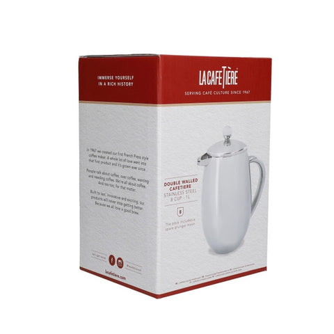 SS Double Walled Cafetiere 8 Cup 1.0L