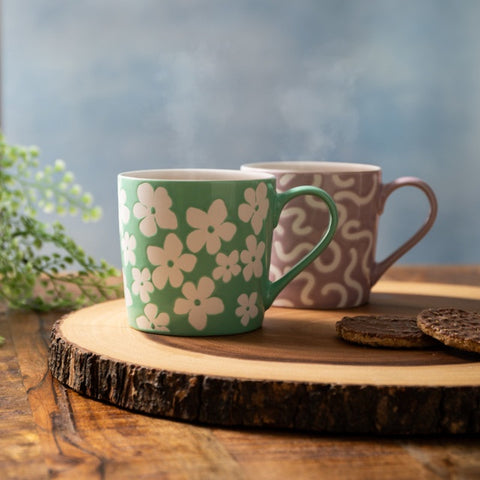 Stoneware Mug, Blue Flower, 360ml, Labelled